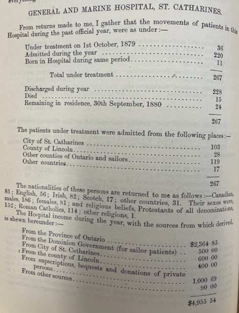 Chart Two from Annual Report of the Inspector of Asylums, Prisons, and Public Charities for the Province of Ontario